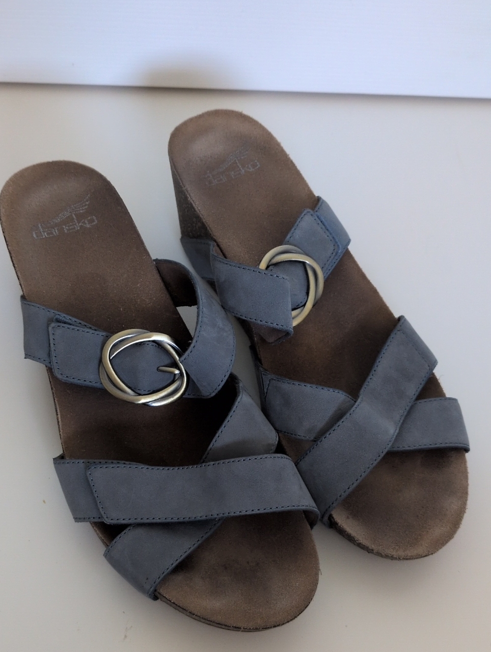 Dansko Susie Wedge Sandal - Blue Nubuck Leather - 42